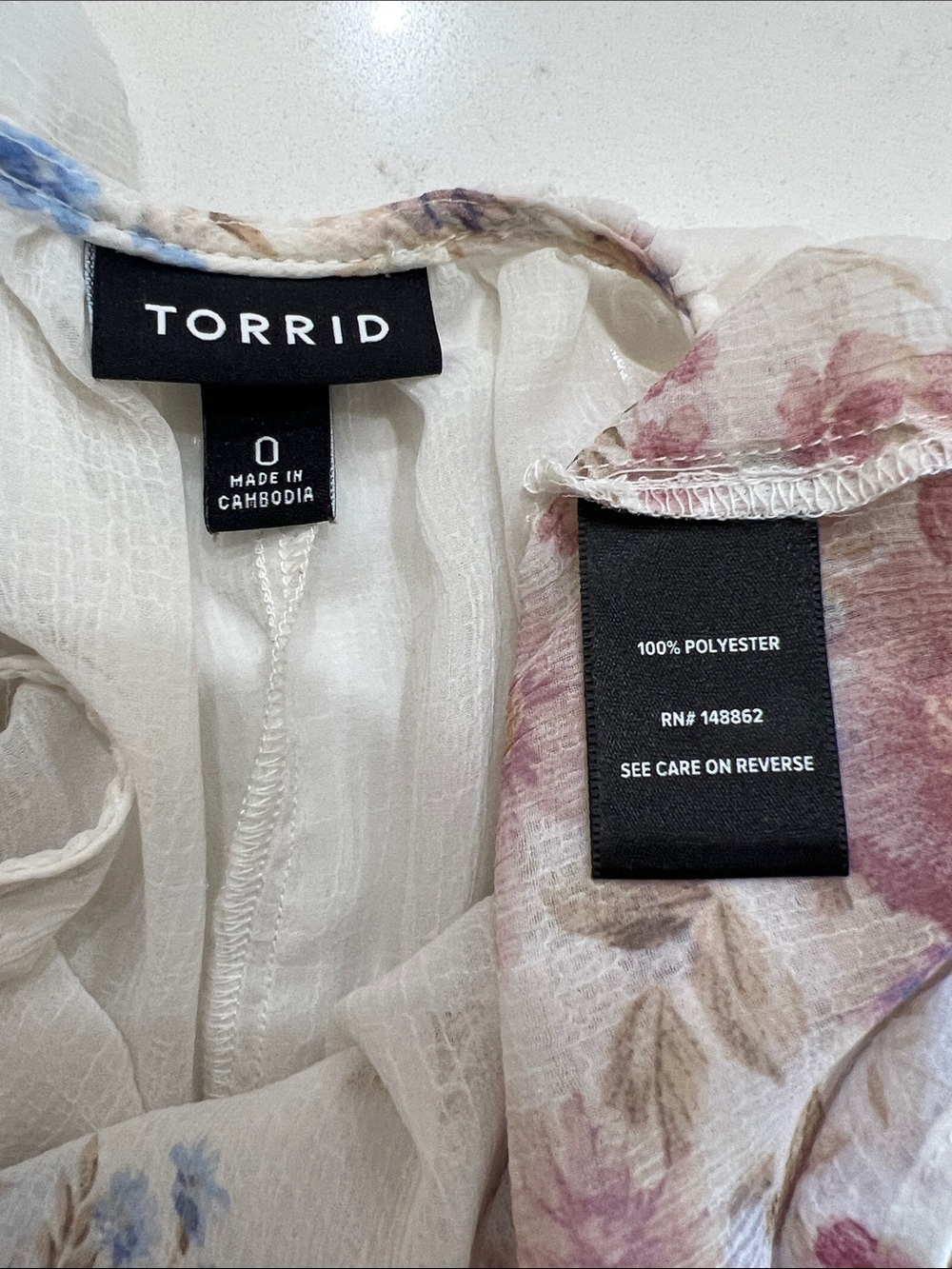 Torrid Floral Chiffon Ruffle Blouse Size Large Boho Romantic - Picture 5 of 8